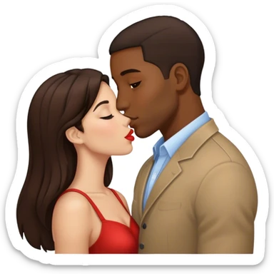 Kiss black man brunette girl sticker