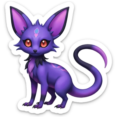 Rare epic aesthetic iridescent spooky gloomy colorful Salandit-Zorua-Espeon-Genet-species-Fakemon-hybrid-creature, with markings, full body sticker