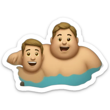 two fat men in a mud pool sticker