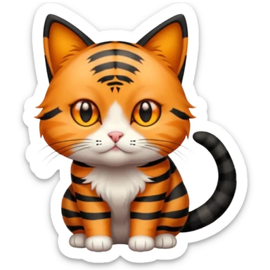 small black and orange cat. amber eyes. full body.  sticker