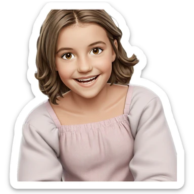 smiling girl with brown hair sticker