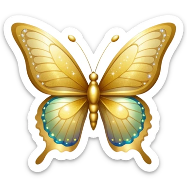 Golden shimmery glitter butterfly emoji sticker