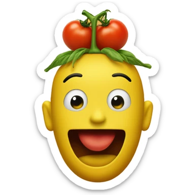 Yellow duch with tomatoes on top of a head sticker