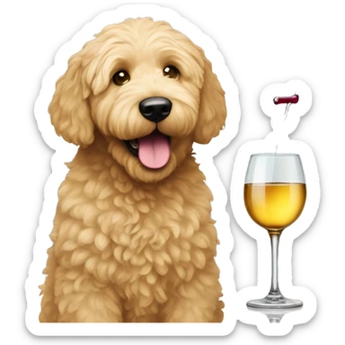 Golden doodle drinking wine  sticker
