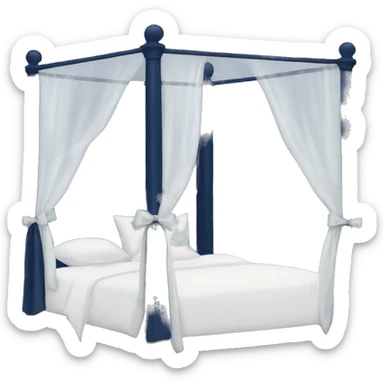 Navy blue canopy bed with white bows sticker