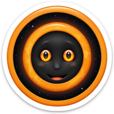 make a blackhole, accretion disk and all, with an orange smiley face, black head, orange ring, orange eyes, orange mouth, no other details sticker
