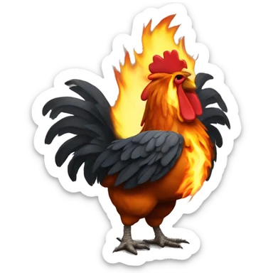 fire beathing chicken sticker