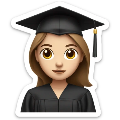 Graduated white girl brown hair sad sticker