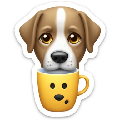 un perro con una taza sticker