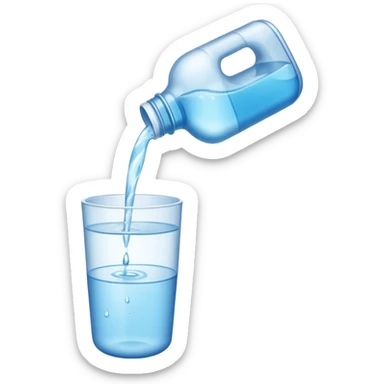 bottle of water being poured out into the air sticker