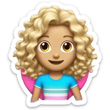 trevor blonde curly medium length hair surfing on a surfboard sticker