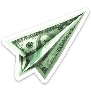 Paper plane made of money sticker