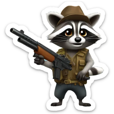 Raccoon with gun sticker