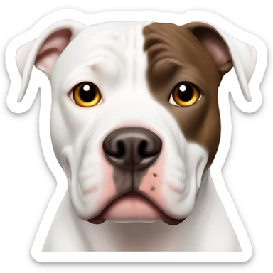 White pitbull with brown spot left eye sticker