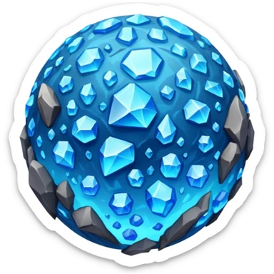 planet, surface covered in glowing crystals and rock  sticker