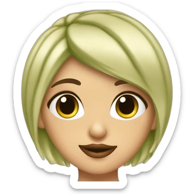 51 años chica rubia con flequillo ojos grandes verdes labios finos melena corta sticker