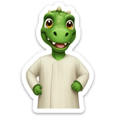 Make a dinosaur wearing a thobe  sticker