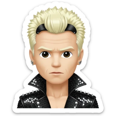 Billy Idol with platinum blonde hair, black sequin outfit sticker