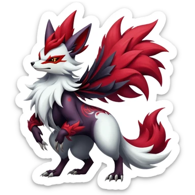 Shiny Exotic Gothic Badass Delphox-Zoroark-Zangoose-hybrid-creature sticker