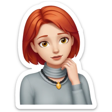 👩🏼‍🦰 this emojj with hands on neck sticker