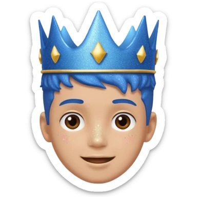 blue Boy happy glitter blue crown sticker