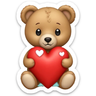 teddy bear with heart sticker