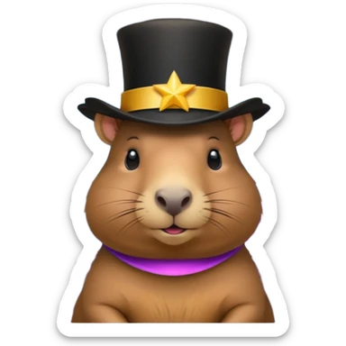 A Galaxy capybara with a tophat sticker