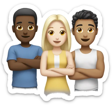 three white and asian friends sticker