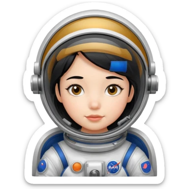 Astronaut girl kid with black hair sticker