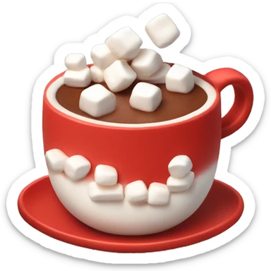 red mug of hot chocolate with marshmallows sticker
