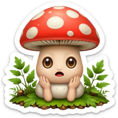 forest character shocked wide eyes mushroom dropped from hands sticker
