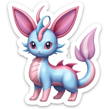 Shiny Cute Milotic-Sylveon-Espeon-Vaporeon-Dragonair-Pokémon-hybrid-fusion full body sticker