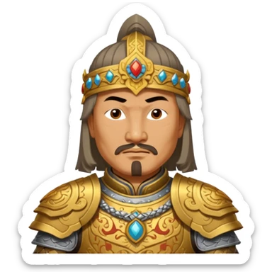 portrait of Genghis Khan in armor rotated 45 degrees to the right sticker