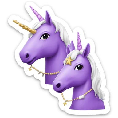 Two purple unicorns one with a rosary sticker