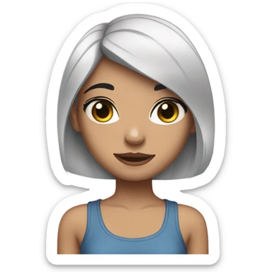 Black hair girl blue eyes with tattoos  sticker