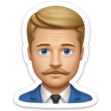 brad pitt with stache sticker