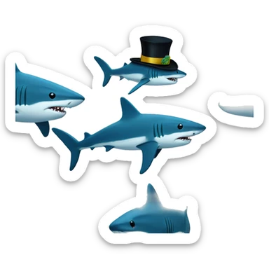 Shark with tophat in corals with turte sticker
