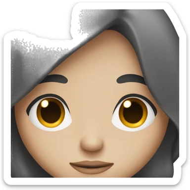 girl with long black hair and brown eyes sleeping sticker