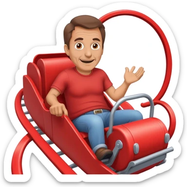 60 year old man no facial hair with brown hair some gray riding a red roller coaster  sticker
