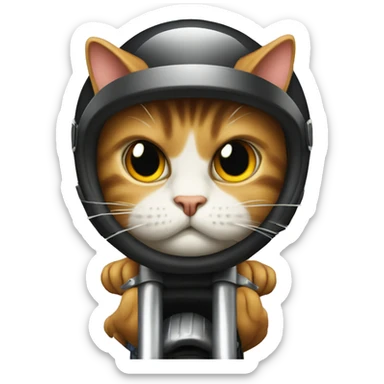 A angry cat riding a motorcycle sticker