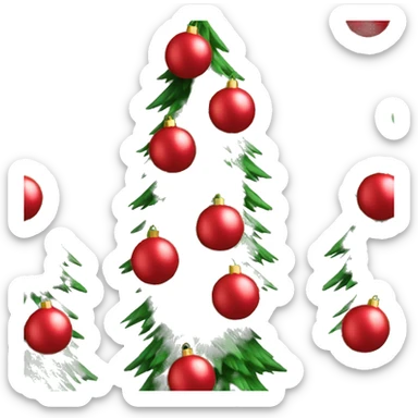 Christmas tree decorated with red ornaments  sticker