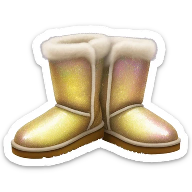 Realistic iridescent Sparkle glitter and fur Ugg boots. sticker
