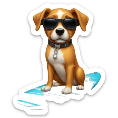 surfing dog with sunglasses sticker