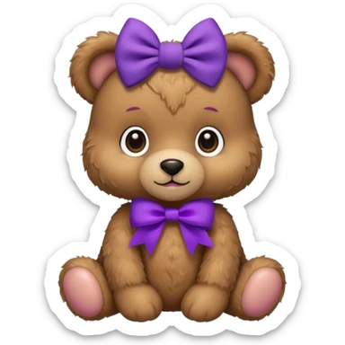 Cute teddy Bear , with a purple bow in her hair, sticker
