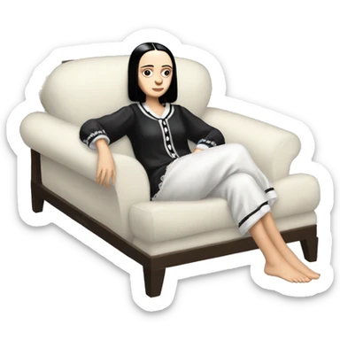 hot Wednesday Addams lounging around in saggy silk voile pajamas.looking at me. sticker