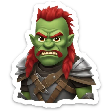 armored orc berserker with red beard & mohican sticker