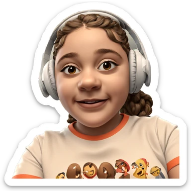 smiling girl in headphones sticker