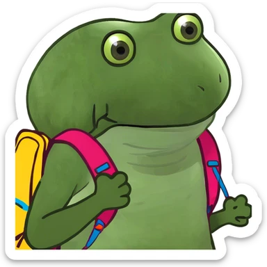 bufo wearing a backpack sticker