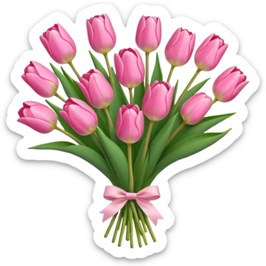 Cute baby pink tulip bouquet sticker