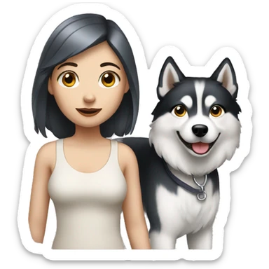 Pale girl walking husky sticker